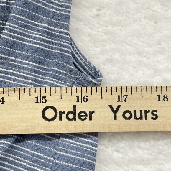 Deletta Womens Shirt Medium Blue White Striped V Neck Anthropologie Knot Stretch - Picture 8 of 10